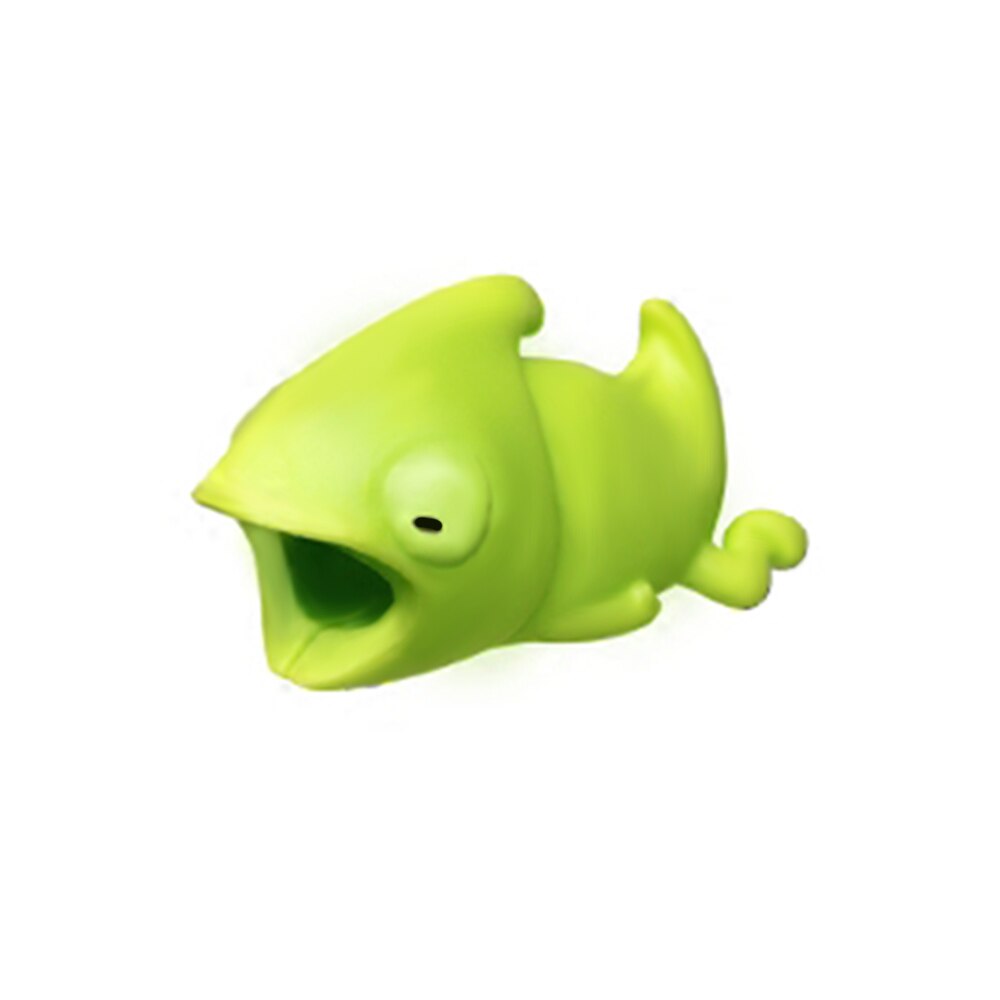 Cute Animal Bite USB Cable Protector Data Line Cord Protector Case Cable Winder Cover For iPhone X Android Charging Cable: Chameleon