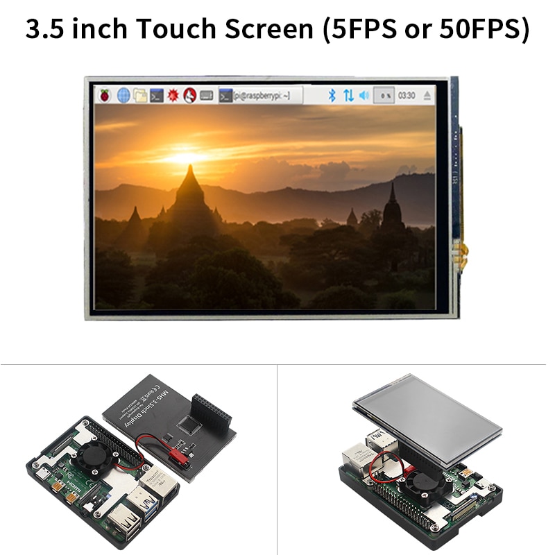 3.5 Inch Raspberry Pi 4 Touch Screen 320X480 Spi Lcd 5 50 Fps Display + Abs Case + koelventilator Voor Raspberry Pi 4 Model B/3B +/3B