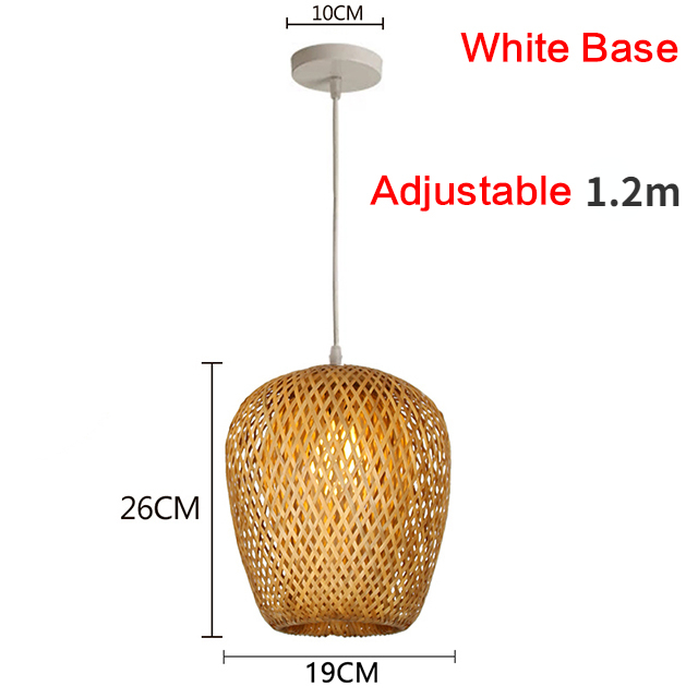 Rotan Hanglampen Bamboe Lantaarn Hanglamp Hand-Geweven Bamboe Lampenkappen E27 Verlichtingsarmaturen Eetkamer Woonkamer Decor: Donker Kaki