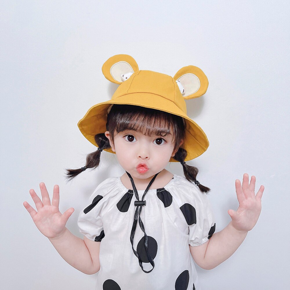 Gorros con orejas de oso para bebé, accesorios para recién nacido, sombrero para niña, niña y niño, gorro para madre y niño, accesorios para fotografía: YELLOW