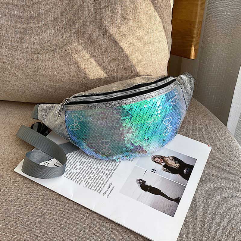 Sequin Taille Tas Glitter Fanny Pack Vrouwen Riem Tas Dames Kleurrijke Hip Bum Pouch Purse Festival Pouch Met Verstelbare band: Bow