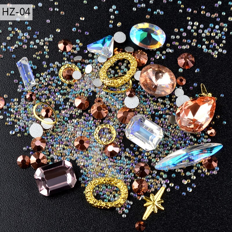 3D Nail Art Decoration Accessories 1 Box Mixed Color Crystal Nail Small Irregular Rhinestone Sequins Multi Styles: 04-HZ04