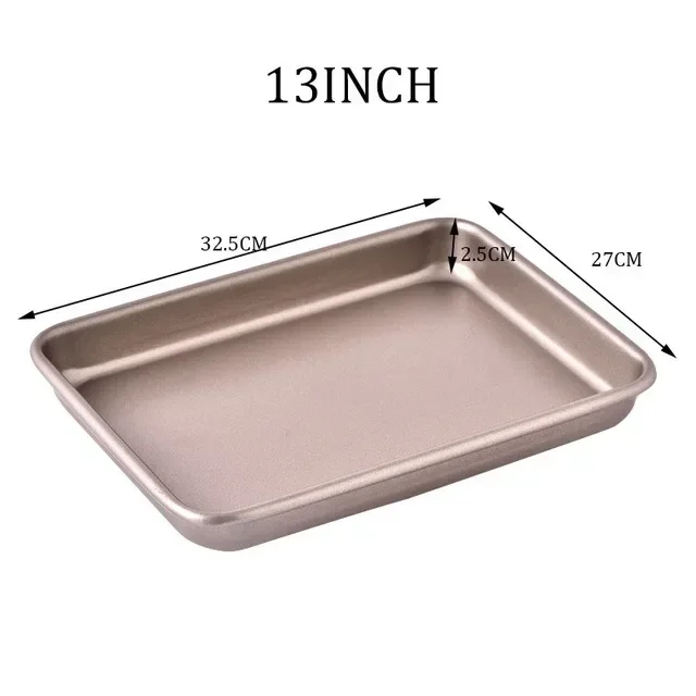 Bandeja para hornear de acero al carbono, horno específico, placa para hornear antiadherente Rectangular, bandeja de fondo plano, bandeja para pasteles al vapor: Amarillo claro