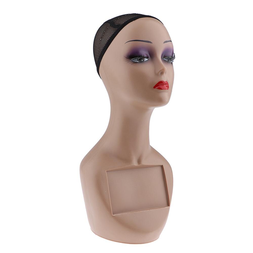 Cabeza de Maniquí de cosmetología femenina, cabeza de muñeca de entrenamiento de peluquería con cuello largo, pelucas y Dispay ideal para hacer, 1 unidad: B