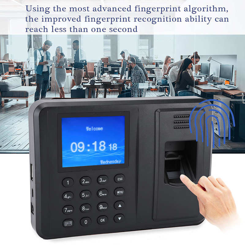 DC 5V Fingerprint Attendance Recorder Machine 2.4" TFT Screen Fingerprint Recorder Attendance Clock Time Card Machine