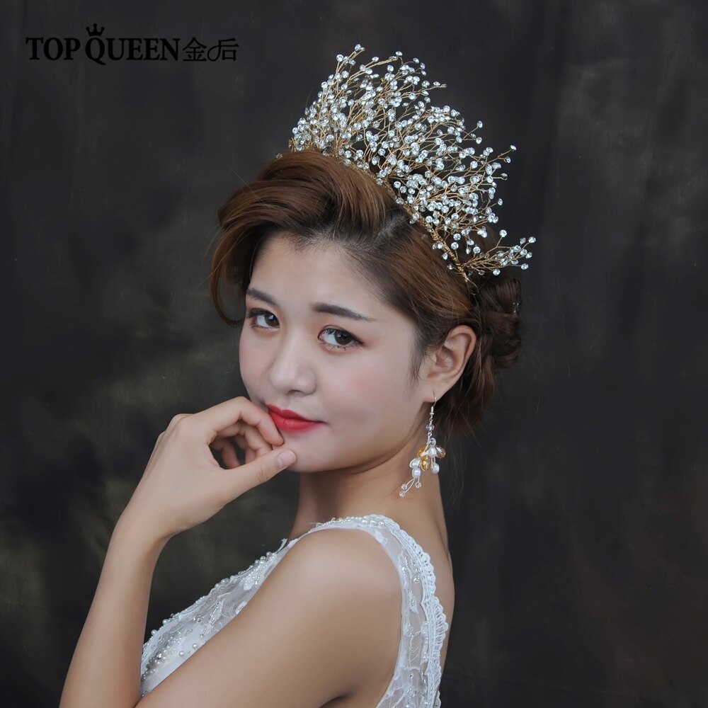 Topqueen bröllop tiara krona av bruden bröllop brud krona brud krona huvud bröllop diadem och krona brud tiara  hp193