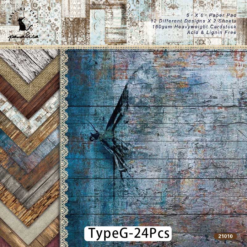24 Sheet Vintage Butterfly Flower Craft Paper Scrapbooking Material Paper Junk Journal Decorative Paper Album Scrapbook Paper: TypeG-24Pcs