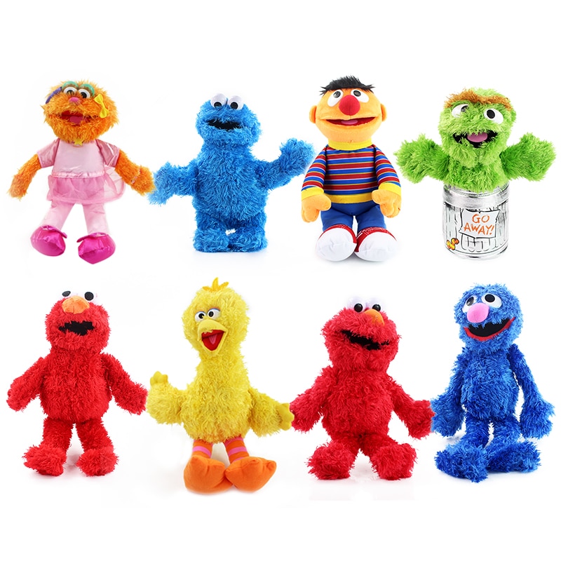 27-40cm Sesame Street Elmo Cookiemonster Oscar Grover Zoe Ernie Big Bird MR SUNFFLEUPAGUS Stuffed Plush Toy Doll Children