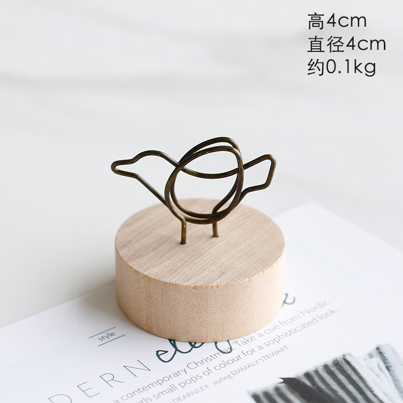 Nordic simple modern wooden note holder home decorations Figurines message photo card holder WJ021935