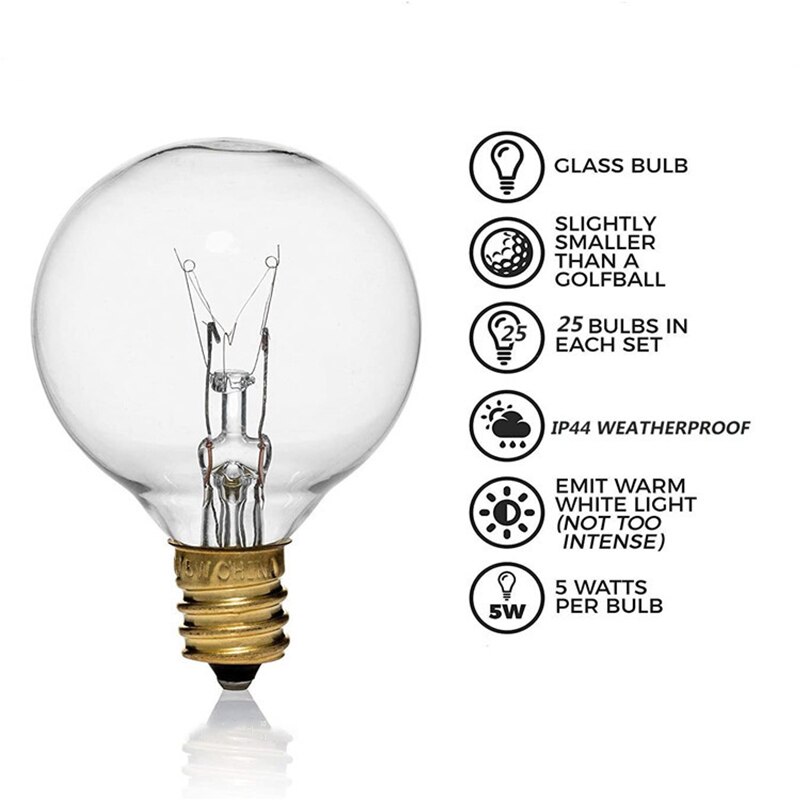 Tungsten Replacement Filament Clear Light Bulb Lamp String Spare Bulb Incandescent Bulb Decorations Festivals 25pcs 7w