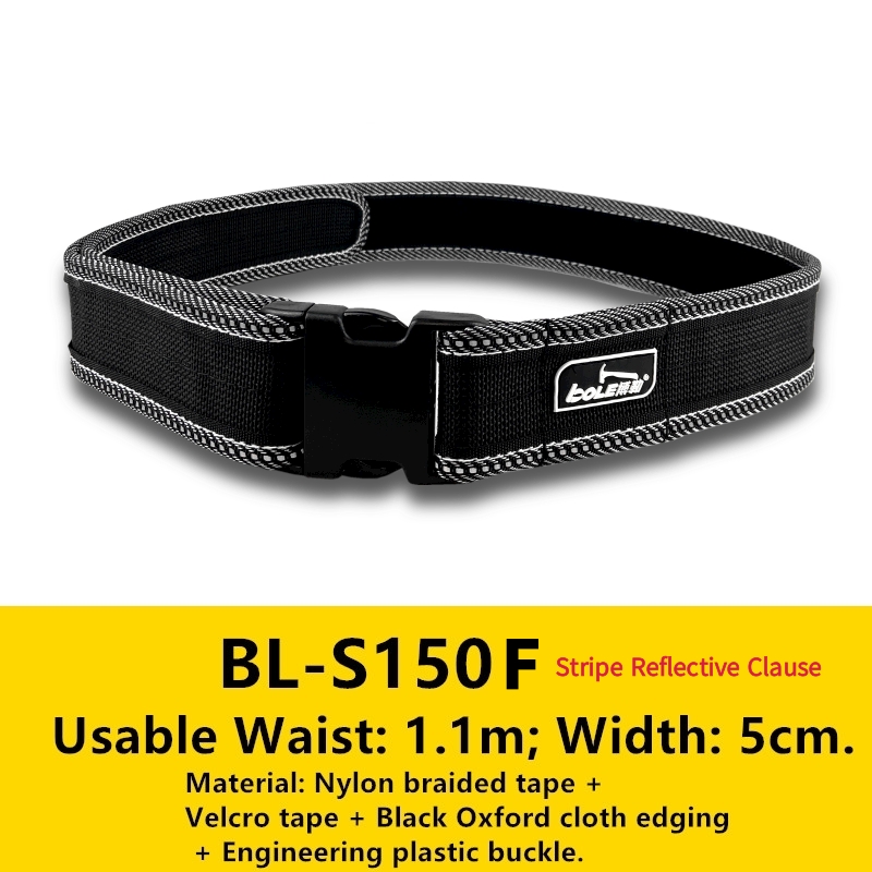 Cinturón de herramientas BOLE de 5cm de grosor, cinturón de trabajo, longitud ajustable, portátil, con bolsa de herramientas para colgar en la cintura, buena elección: reflective strips