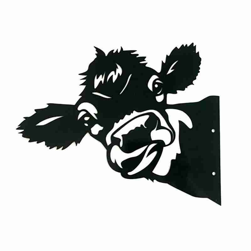 Figura de Animal de Metal para decoración de jardín, adorno de césped, árbol Manor, signo divertido, para exteriores, vaca, pato, gallo y cabra: C