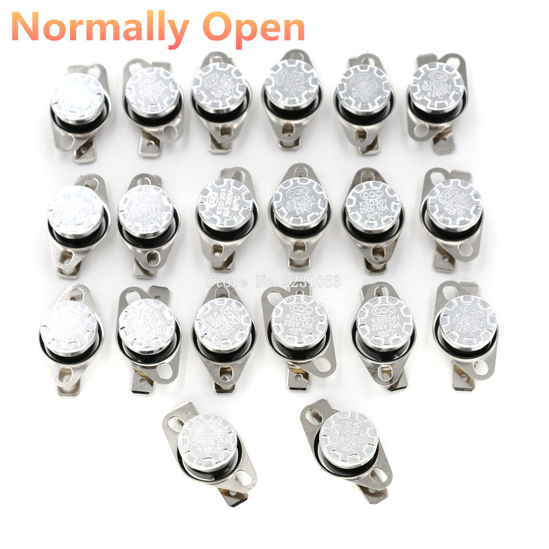 Capteur de Thermostat, 2 pièces normalement ouvert, KSD301 10A, 250V, 40-135 degrés, bakélite KSD-301, interrupteur de température 50 60 65 70 75 80 90 100