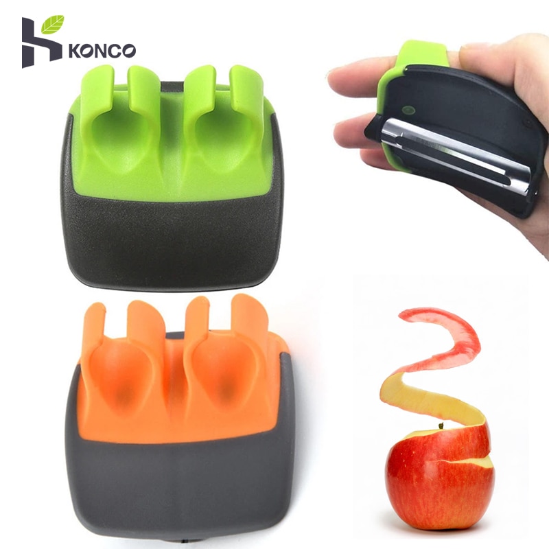 Konco Vegetable Peeler,Palm Hand Fruit Peeler for Kitchen Vegetable Peeler with Comfortable Finger Ring Kitchen Tools