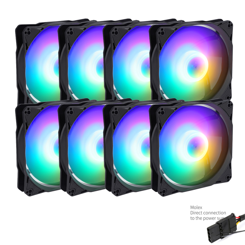 Ventilador de cubierta de computadora SAMA RGB con conector Molex de 4 pines 1200RPM 120mm ventilador de refrigeración silencioso para gabinete de PC radiador para cajas de jugadores