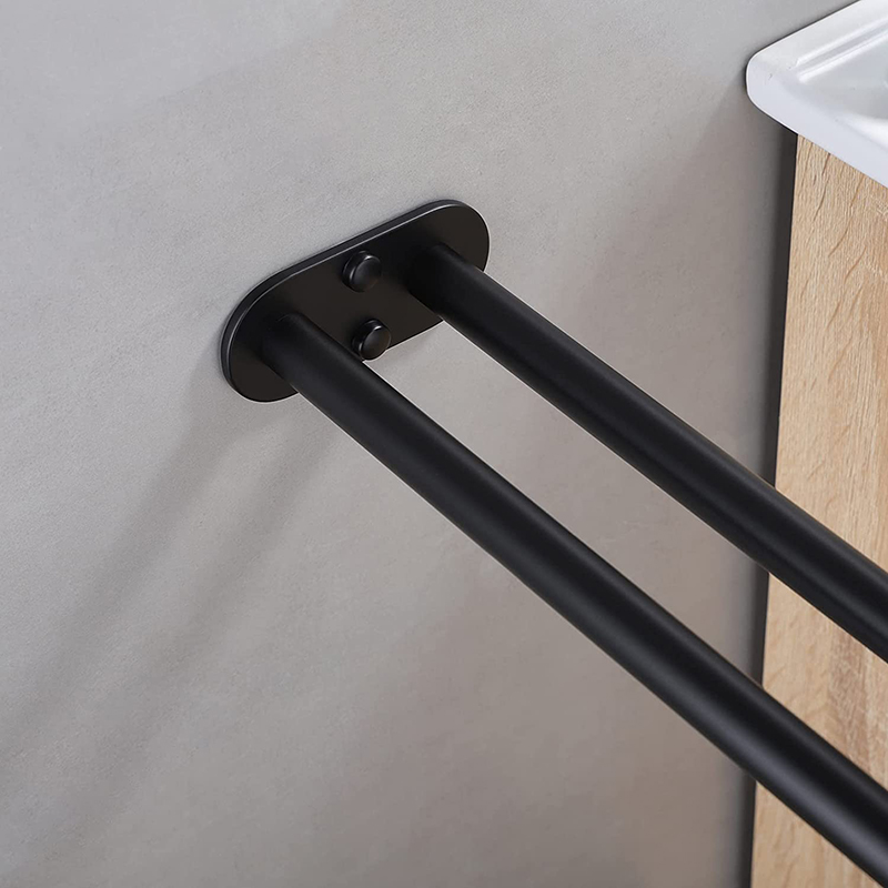 Toallero de baño, soporte de acero inoxidable, toallero doble negro de pared, barra de mano, colgador de toallas, soporte de escalera, accesorios de baño