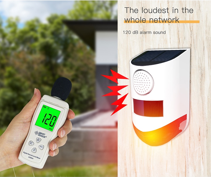 For Smart Home Alarm Security System 120dB Solar Energy Indoor Outdoor Wireless Flashing Siren Strobe Light Siren