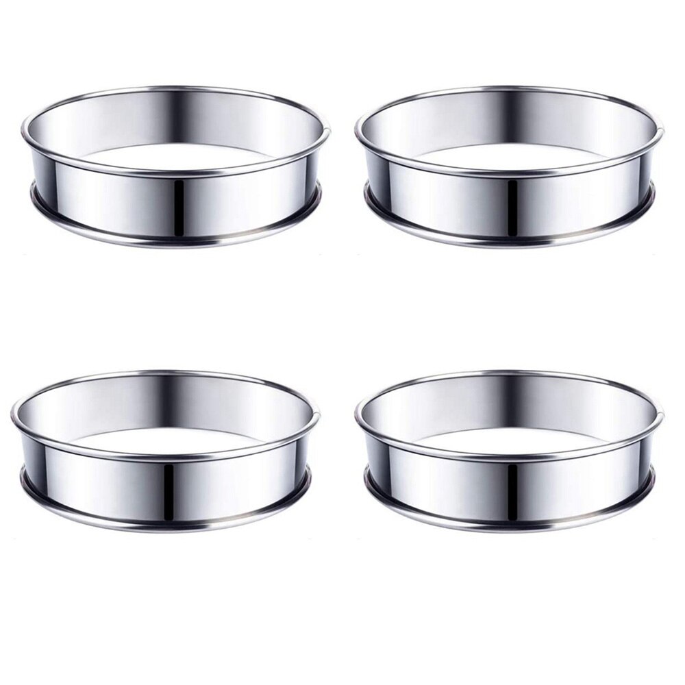 4 Stks/set Rvs Dubbele Rolled Ringen Engels Muffin Ringen Engels Taart Ring Taart Cirkel Tarlet Ring: 8cm