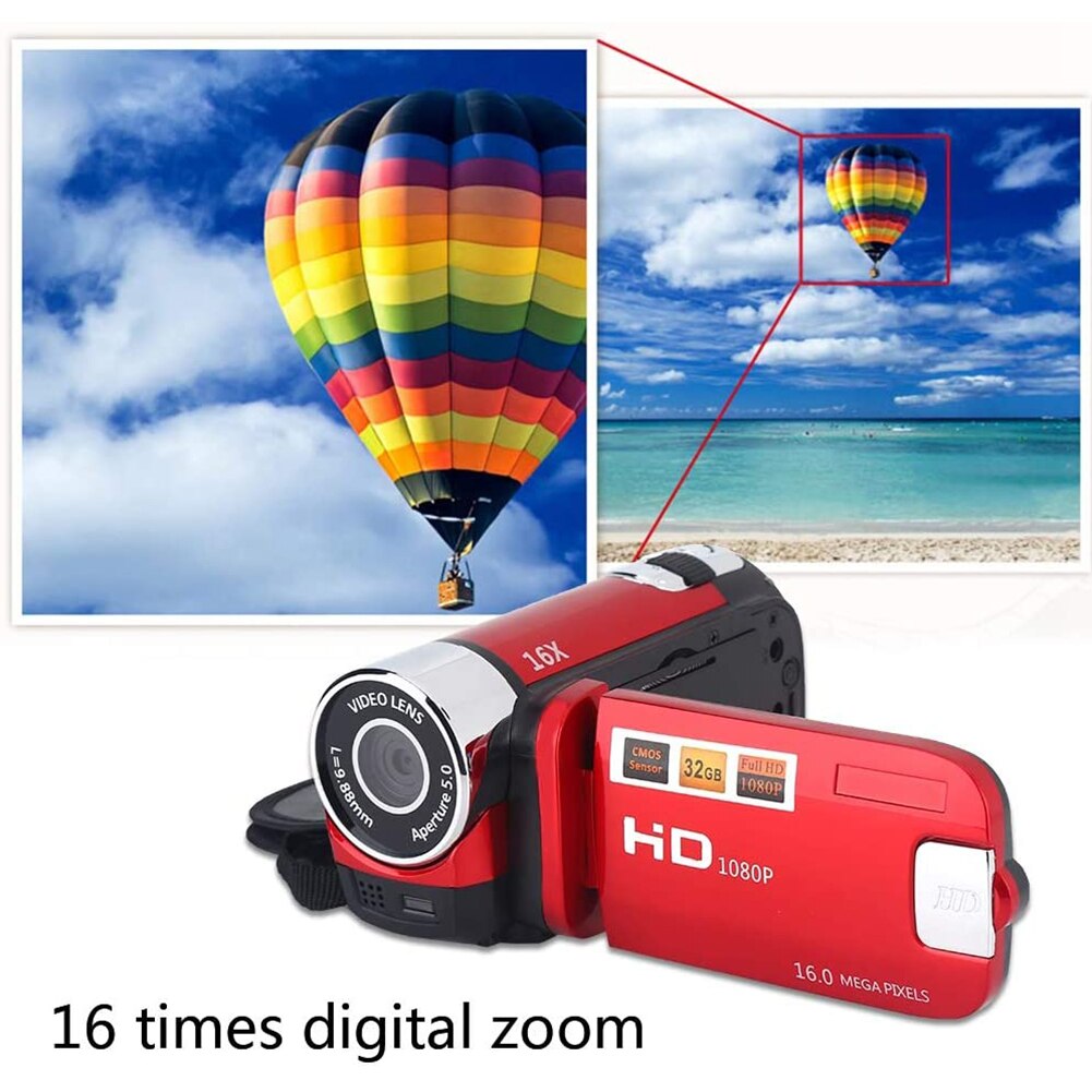 HD-100 1080P DVR Definition Night Vision Time Selfie COMS 16MP DV Camera 16X Digital Zoom 270 Rotation Video Camcorders
