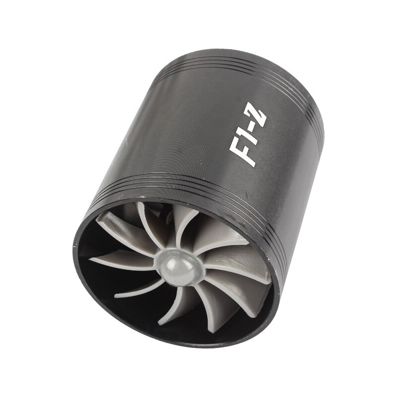 FORAUTO coche compresor gasolina ahorro de combustible ventilador de aire del coche de doble turbocompresor turbo F1-Z para motor de vehículo Modificación de coche M: Negro