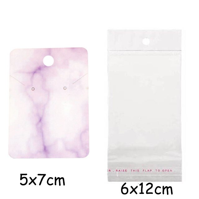 50pcs Paper Earring Display Cards with Self-Seal Bags Colorful Marbling DIY Handmade Packing Cards for Earring Stud Necklace: 05