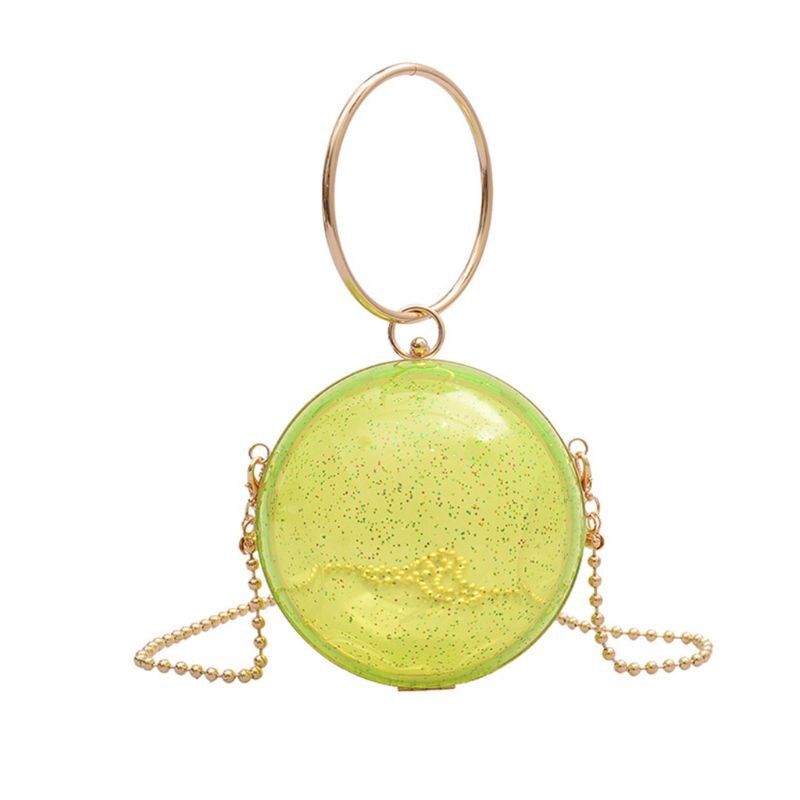 Ronde, doorzichtige dameshandtas voor gala, bruiloft, feest, avond, banket, tas  lx9f: Lichtgroen