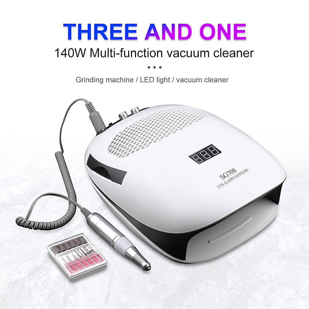 140W 3 IN 1 Nail Lamp Dryer Electric Nail Drill Machine With Nail Dust Suction Collector Vacuum Cleaner Nail Art Equipment: 140W 3-in-1