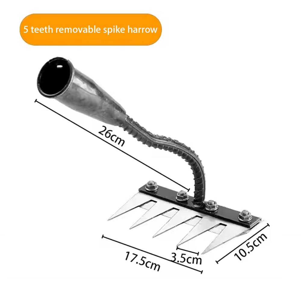 Rastrillo de mano de acero al carbono para jardín, herramienta agrícola, escarificador de deshierbe, grada de clavos agrícola, grada de Metal para deshierbe de jardín, 5/6 dientes: Verde militar