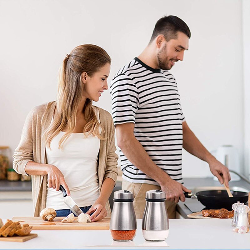 2 st salt och peppar shakers set - saltkar med justerbara hällhål - pice dispenser påfyllningsbar