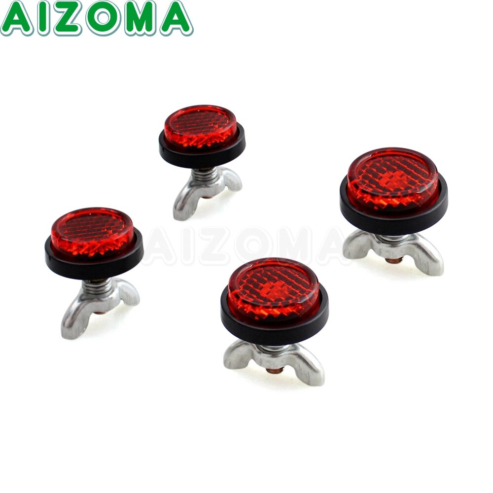 4 Stuks Motorcycle Red Veiligheid Reflectoren Mini Kenteken Plaat Reflector Met Montage Lente Universele