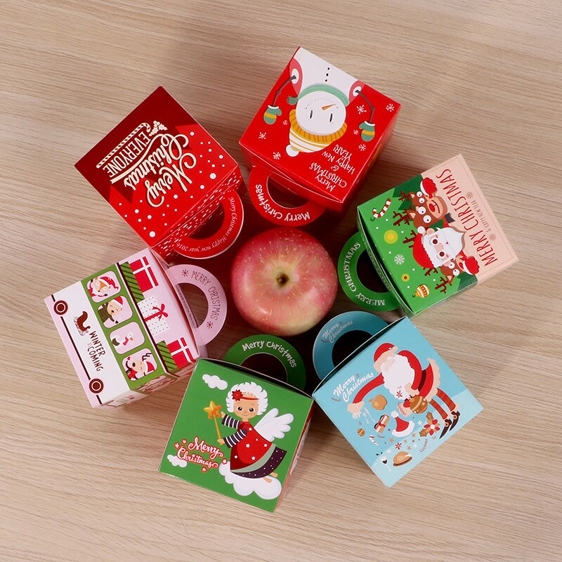 12Pcs Vrolijk Kerstfeest Candy Boxes Cartoon Kerstman Snowman Christmas Party Goody Gunst Bags Xmas Party Decoraties