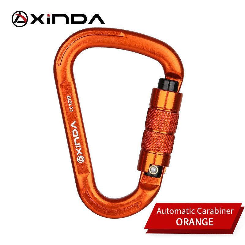 XINDA Outdoor Klettern Karabiner 25KN Sicherheit Stecker Schloss Aluminium legierung Frühling-geladen Tor Schnalle Überleben Ausrüstung: Auto-Orange