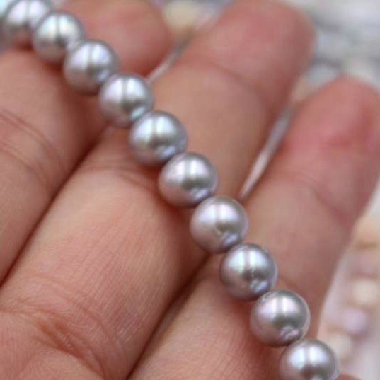 7 millimetri/61 pz Rotonda Naturale Bianco/Rosa/viola/D'acqua Dolce Branelli Allentati Della Perla per FAI DA TE Gioielleria Raffinata che fanno: dyed grigio pearl