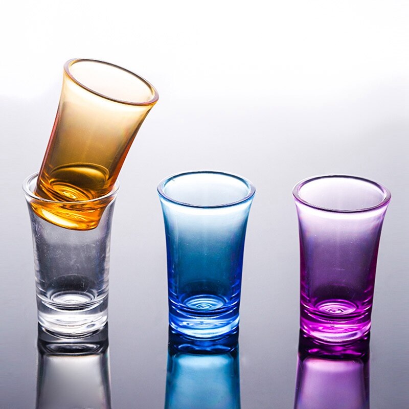 Sæt  of 6 0.5 ounce heavy duty shotglas maskine fremstillet blyfrit glas spiritusglas til bar party blå pink gul