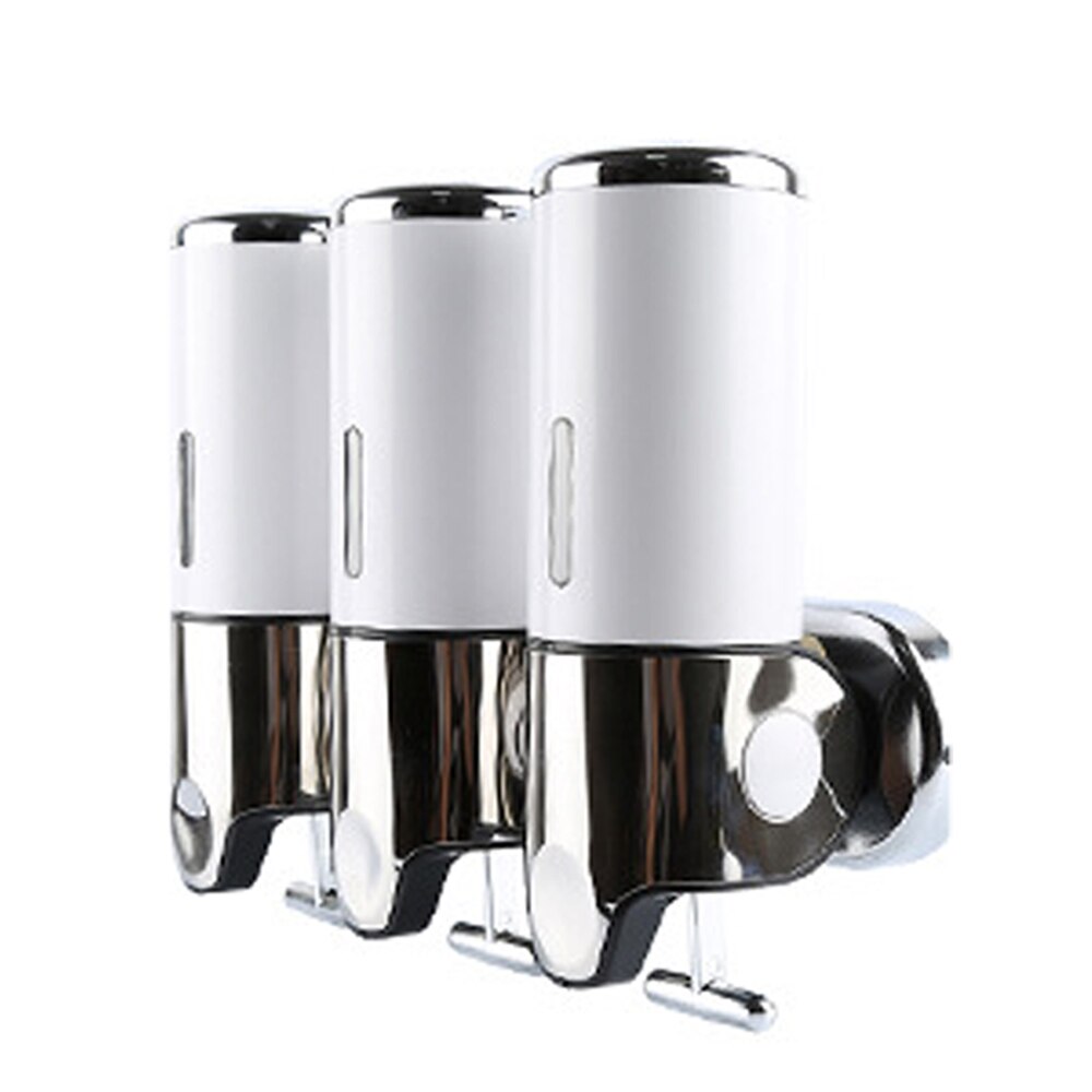 Liquid Soap Dispenser Wall Mounted Shower Gel Dispensers Shampoo Container Kitchen Tools Pump Double Hand Bathroom Soap Bottle#9: Three White