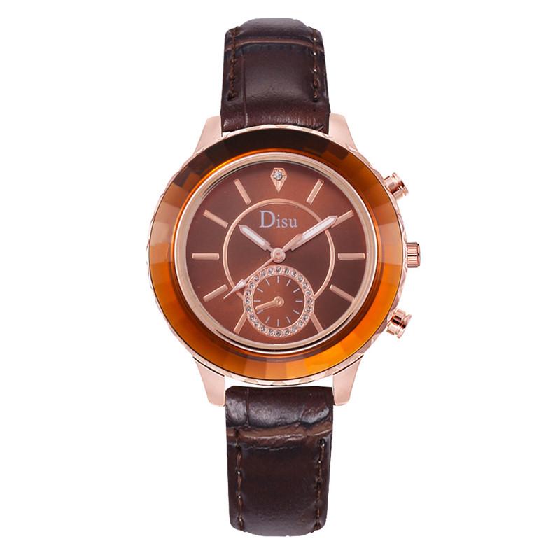 Retro brune kvinder ure kvaliteter små damer armbåndsure vintage læder armbånd ur mærke kvinde ur: Brun