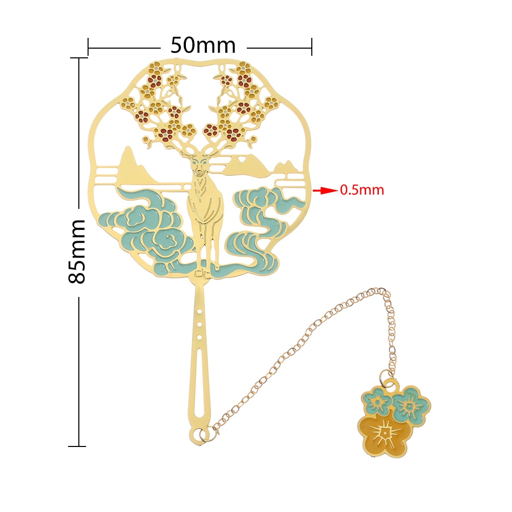 Chinese Style Retro Metal Bookmark Peacock Panda Pendant Hollow Bookmark Book Tassel Pagination Mark Stationery Supply