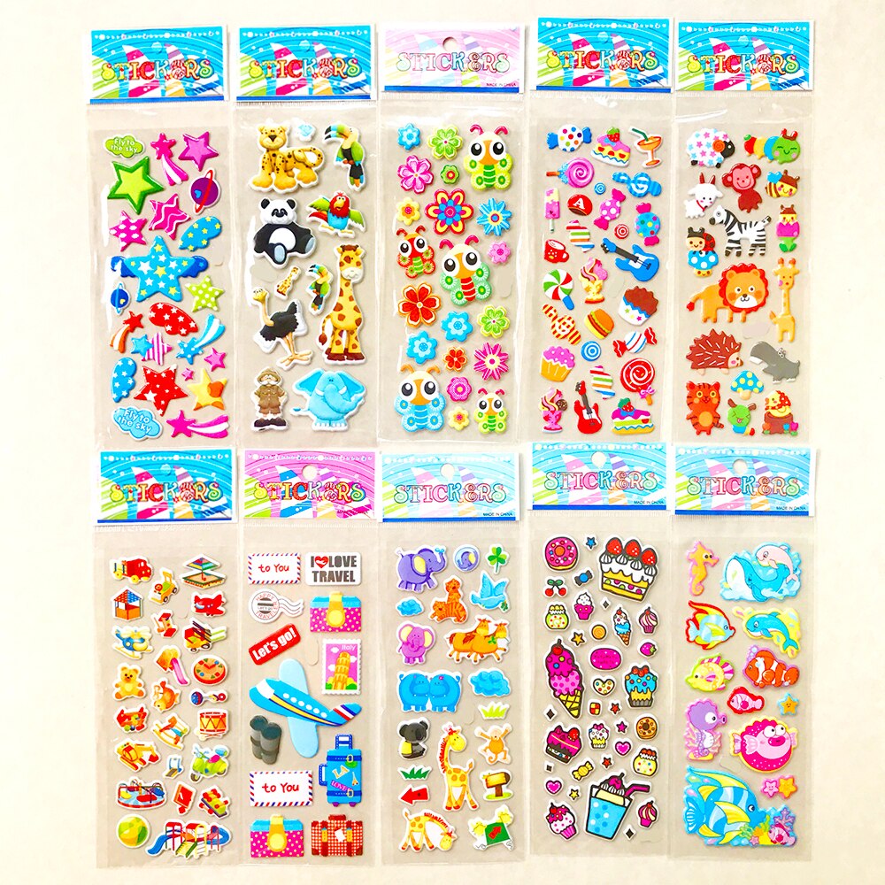 10 Different Sheets Various Cute Pet Animals Snacks Desserts DIY Cartoon Stickers Scrapbook Toys Buy 2 Get 1 Free Flatback