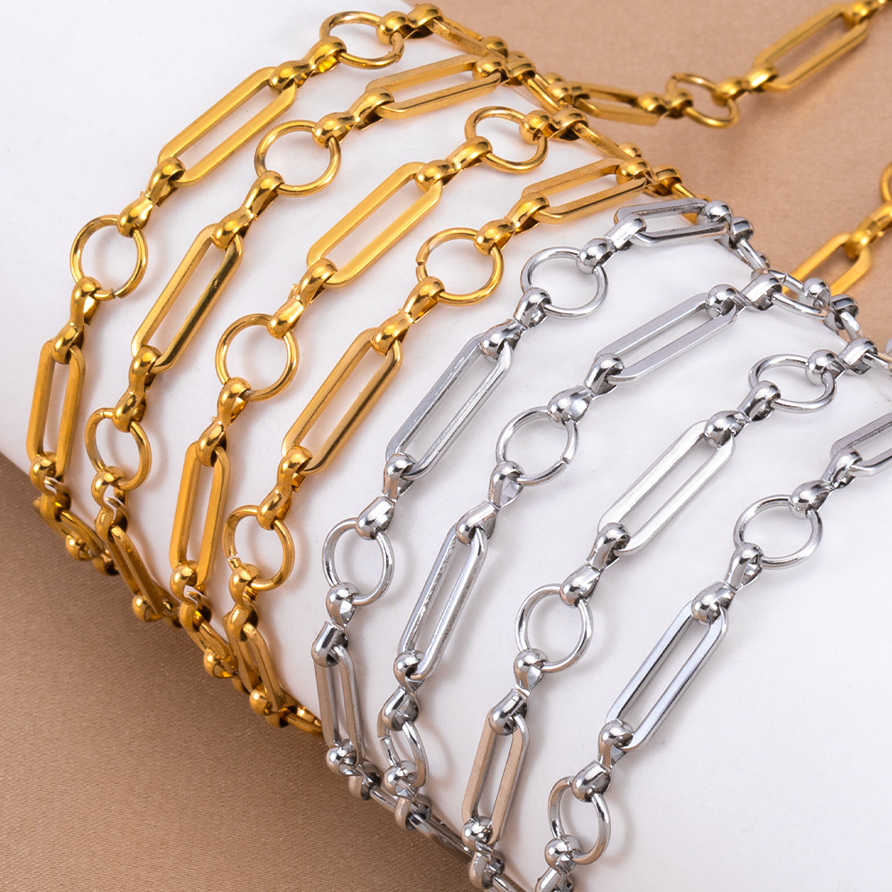 Cadena chapada en oro de acero inoxidable de 1 metro, Cable de barra larga, cadena circular redonda para DIY, collar, pulsera, accesorios para hacer joyas