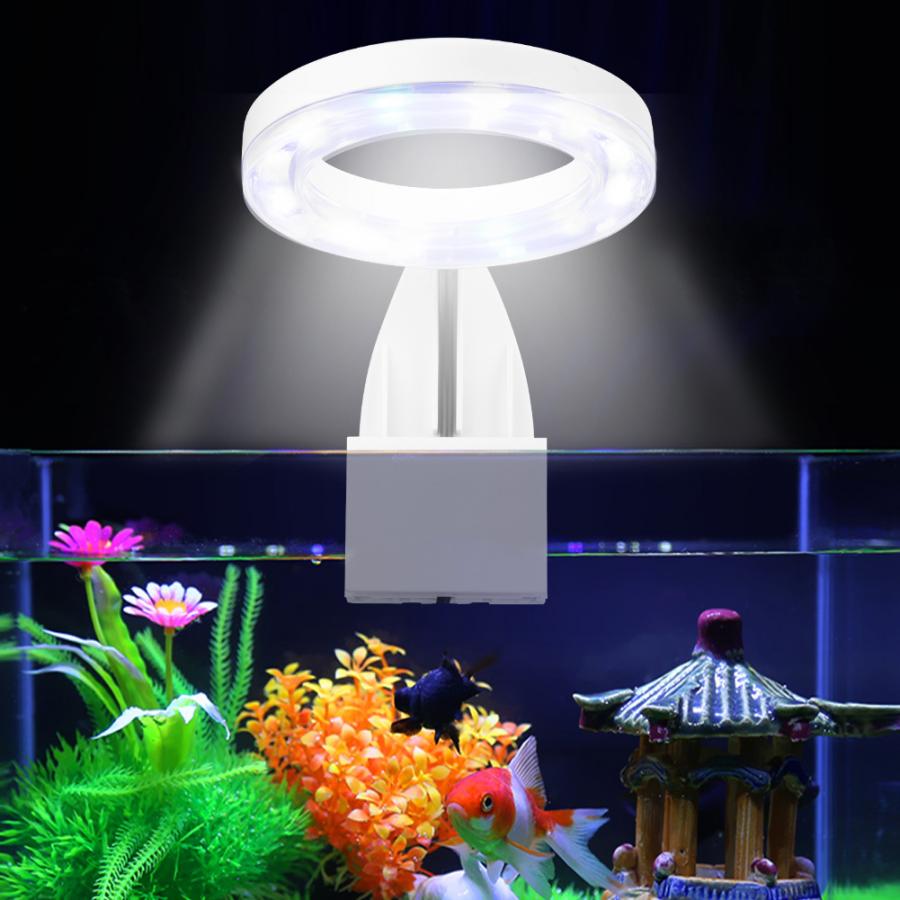 Akvarium lys led runde formede planter vokser lys 5w akvatiske ferskvand lamper vandtæt klip på akvariet lampe ingen flimring