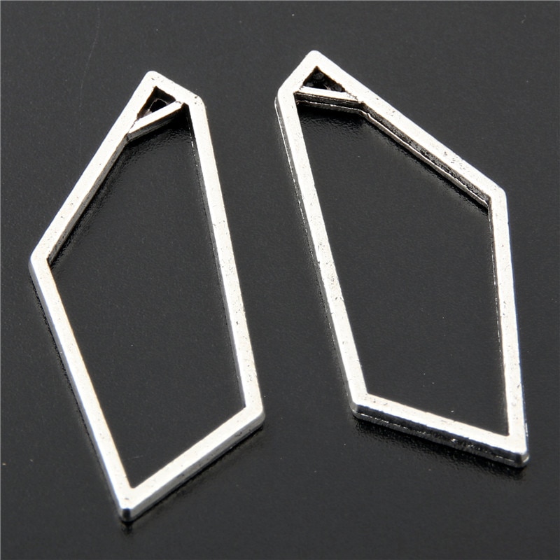 30pcs Silver Color Polygon With Triangle Metal Charm For Jewelry Making Pendants Jewelry Accessories A2642