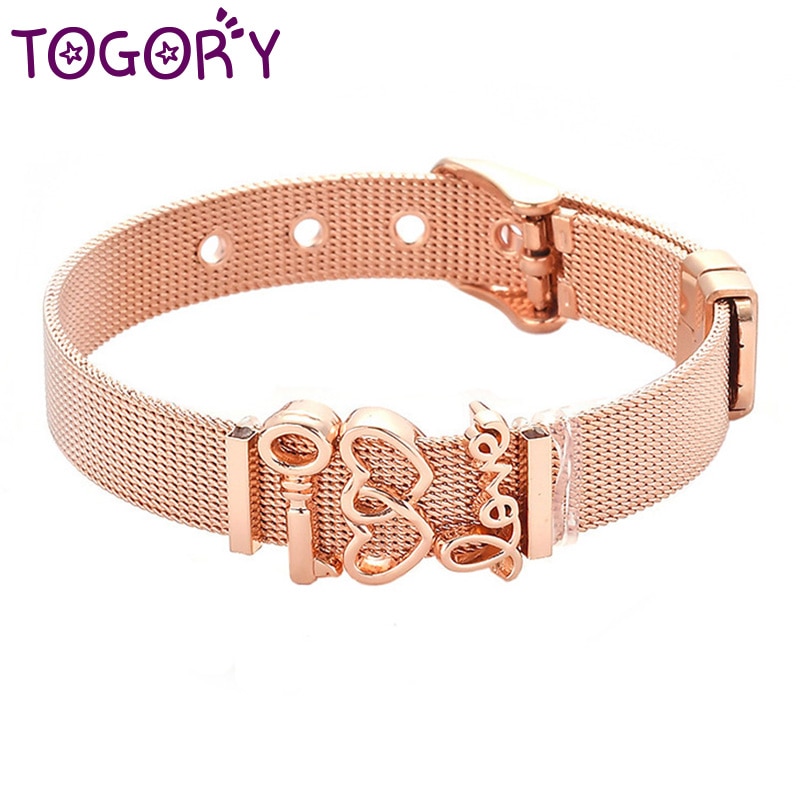 Jewelry Stainless Steel Mesh Charms Bracelet Set with Rubber Preventer DIY Fine Bracelets For Women Men