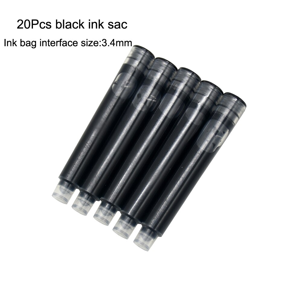 20pcs Universal Ink Sac Black Blue Universal Fountain Pen Ink Cartridges pen refill School Office Supplies: Burgundy