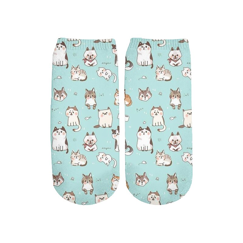Plstar cosmos zomer kawaii 3d pussy cat katoenen sokken kleurrijke kunst dier warme cartoon korte enkelsokken mooi  -2: 7