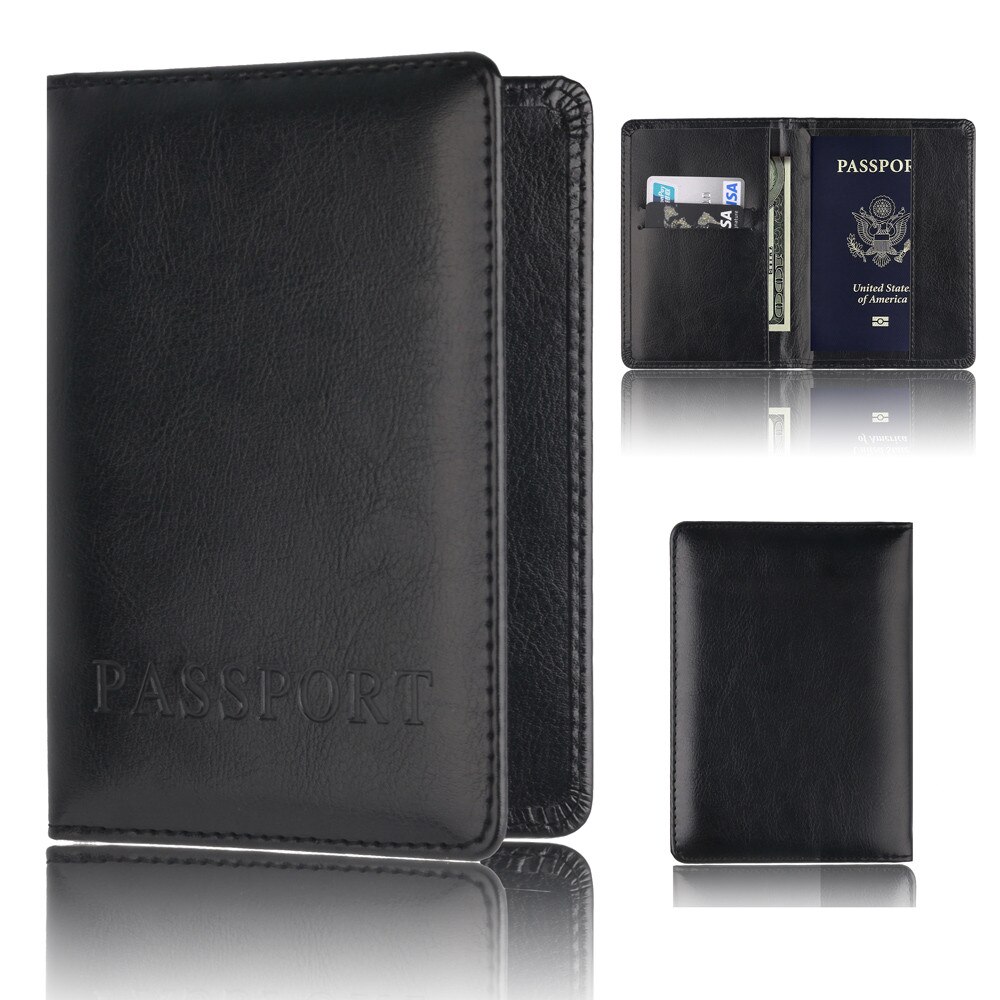 Reisepass Schutz Brieftasche Visitenkarte Weichen Passport Abdeckung Business Männlichen Mini Brieftaschen Geldbörse billetera hombre: Black