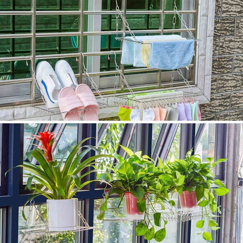 2X Multifunctional Clothes Drying Rack, Stainless Steel Laundry Garment Drying Hanger For Hanging Clothes, Towels, Socks