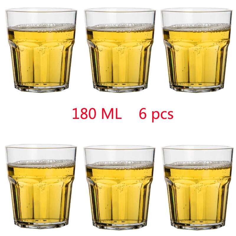 Päivittäiseen käyttöön muoviset särkymättömät kupit juhlabaareihin perhe pinottavat mehulasit juomalasit soodamaidolle olut väkeville juomille: 180ml 6 kpl