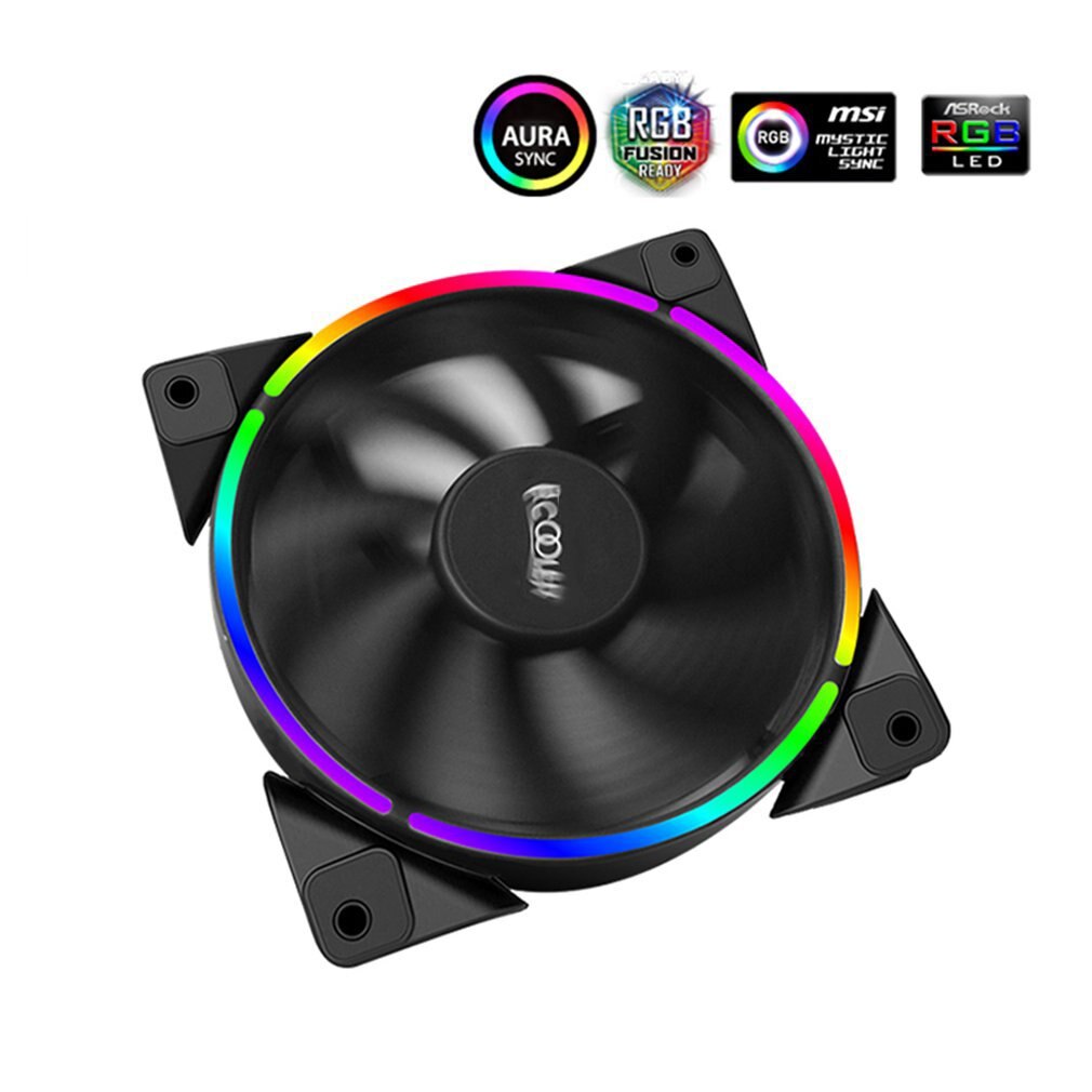 PCCOOLER 12cm RGB LED Light PC Cooling Fan Smart 4 Pin PWM Quiet PC Case Chassis Fan with AURA Regulation for Computer Case