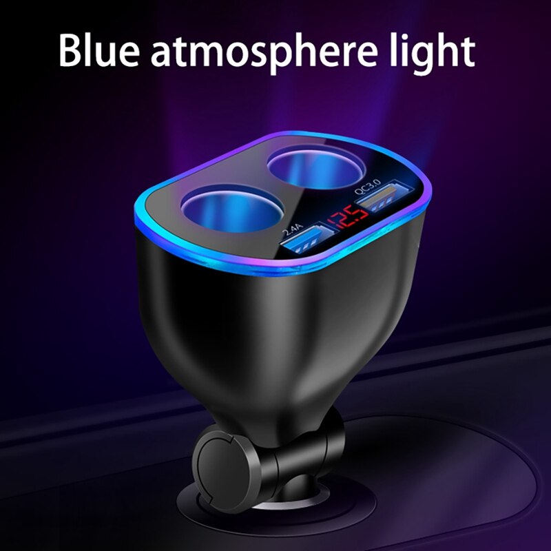 Autolader Splitter 120W Qc 3.0 Dual Usb 12/24V Sockets Splitter Power Adapter Snel Opladen Voor auto Telefoon Dashcam