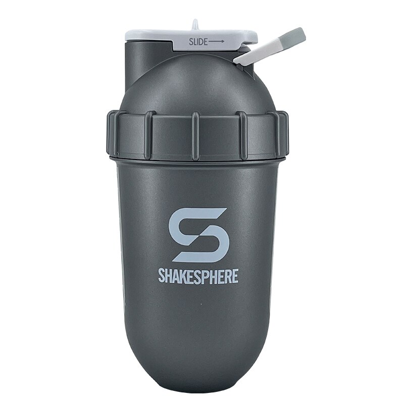 ShakeSphere Tumbler VIEW Protein Shaker Mixing Bottle with Side Window, 24oz Protein Shake Mixers Protein Blender Bottle: Matte Silver View